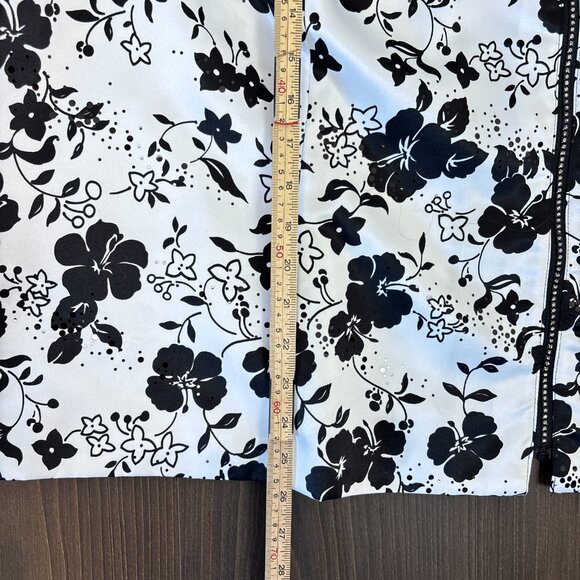 R&M Richards Woman Jacket 34W Black White Floral Zip-Up Sequins Special Occasion - Picture 13 of 13